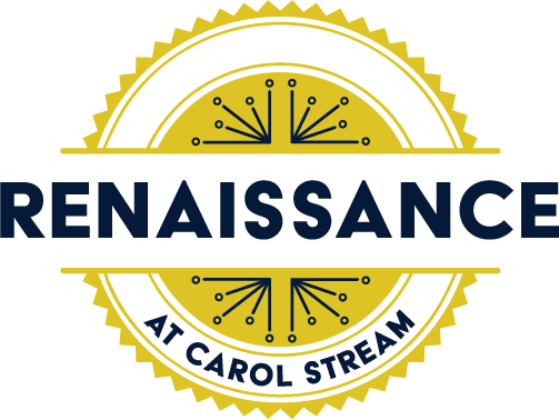A logo with the words "Renaissance at Carol Stream" in the center.